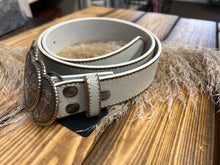 Load image into Gallery viewer, TRIPLE HEART BUCKLE &amp; DISTRESSED BELT - DISTRESSED IVORY