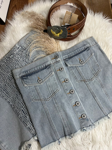 Western Denim Strapless Top