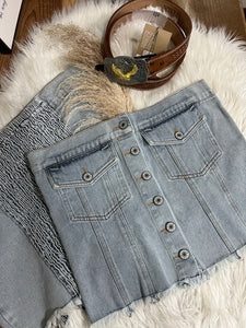 Western Denim Strapless Top
