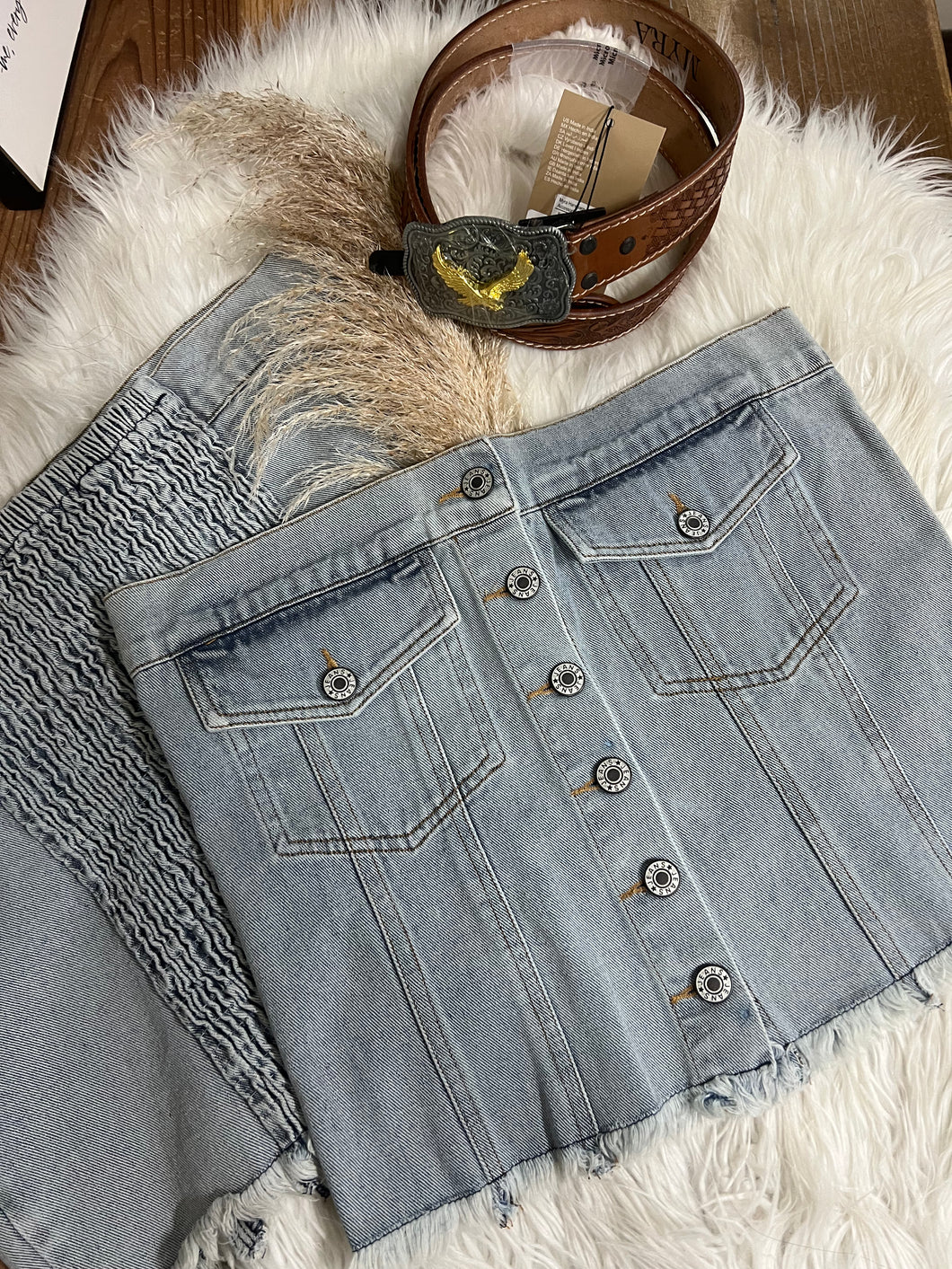 Western Denim Strapless Top