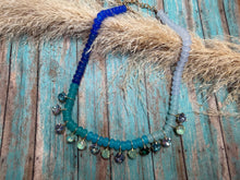 Load image into Gallery viewer, Jackie Beaded Charm Necklace - Ombre Blue Skies