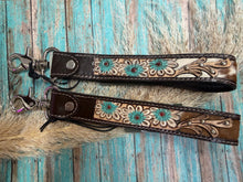 Load image into Gallery viewer, Wildhue Turquoise Floral Tooled Key Fob