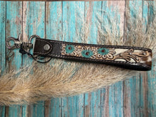 Load image into Gallery viewer, Wildhue Turquoise Floral Tooled Key Fob