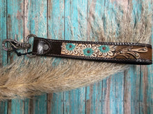 Load image into Gallery viewer, Wildhue Turquoise Floral Tooled Key Fob