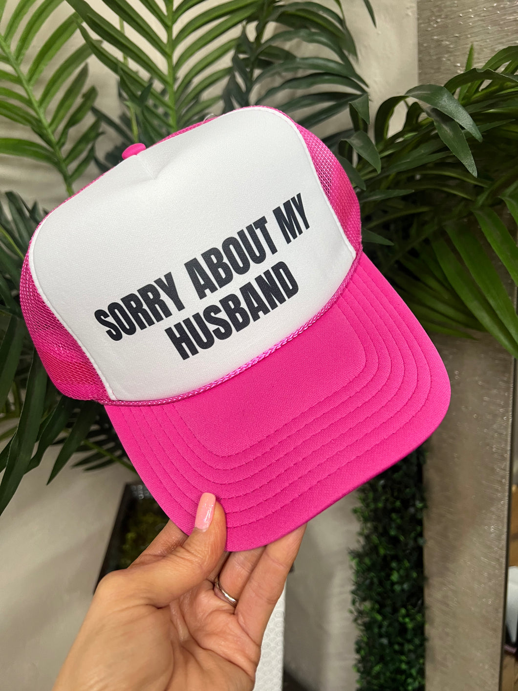 Sorry About My Husband Hat - Violet Pink