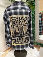 Load image into Gallery viewer, Leopard Wallen Sequin Flannel - Black/Gray Mix