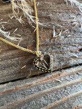 Load image into Gallery viewer, TOVA - Double Heart Necklace - Black/Clear Crytals