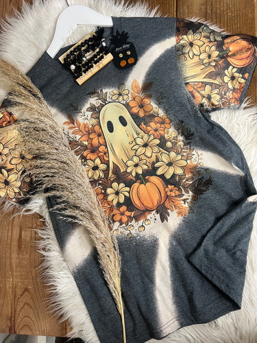 Floral Ghost Tee - Charcoal