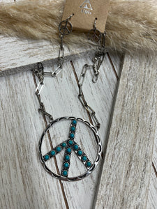 Peace Sign Necklace & Earring Set