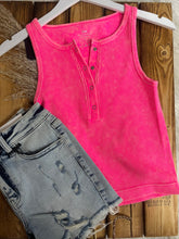 Load image into Gallery viewer, Henley Ribbed Button Tank