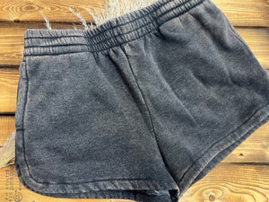 Hannah Acid Wash Lounge Shorts - Ash Black