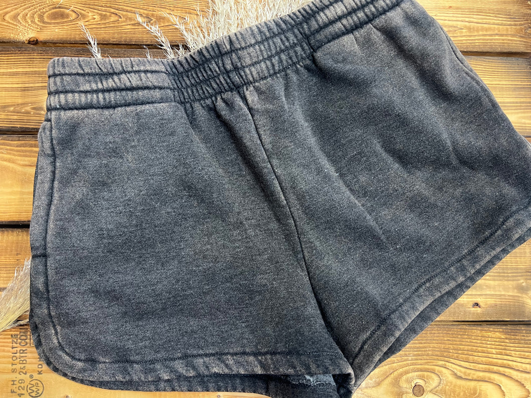 Hannah Acid Wash Lounge Shorts - Ash Black