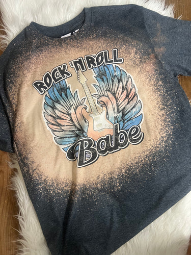 ROCK & ROLL BABE BLEACHED CHARCOAL TEE