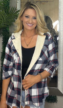 Load image into Gallery viewer, Passport Lightweight Hooded Flannel - Blue/Red