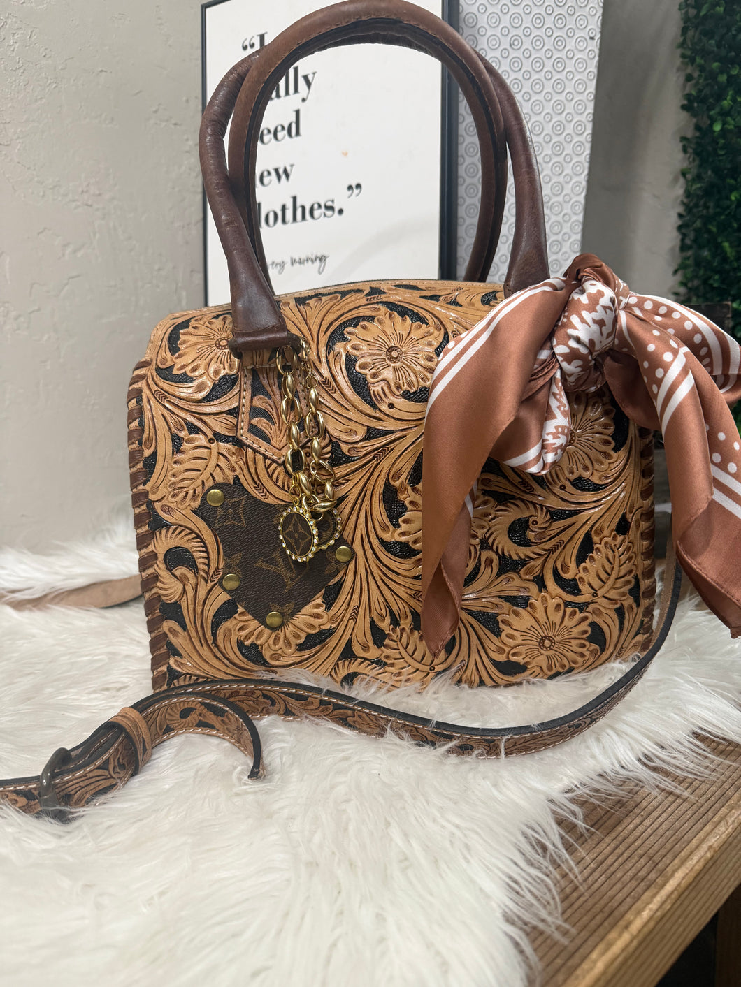 Tooled Handbag With Crossbody Strap