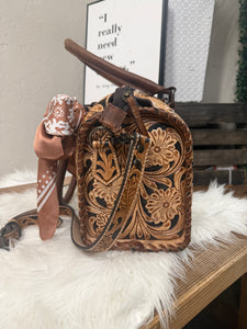 Tooled Handbag With Crossbody Strap