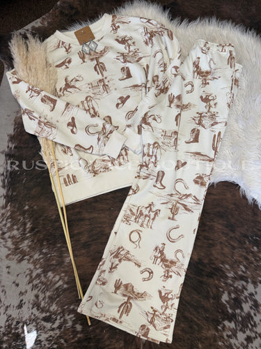 Shelley Western Cream Pullover OR Bottoms