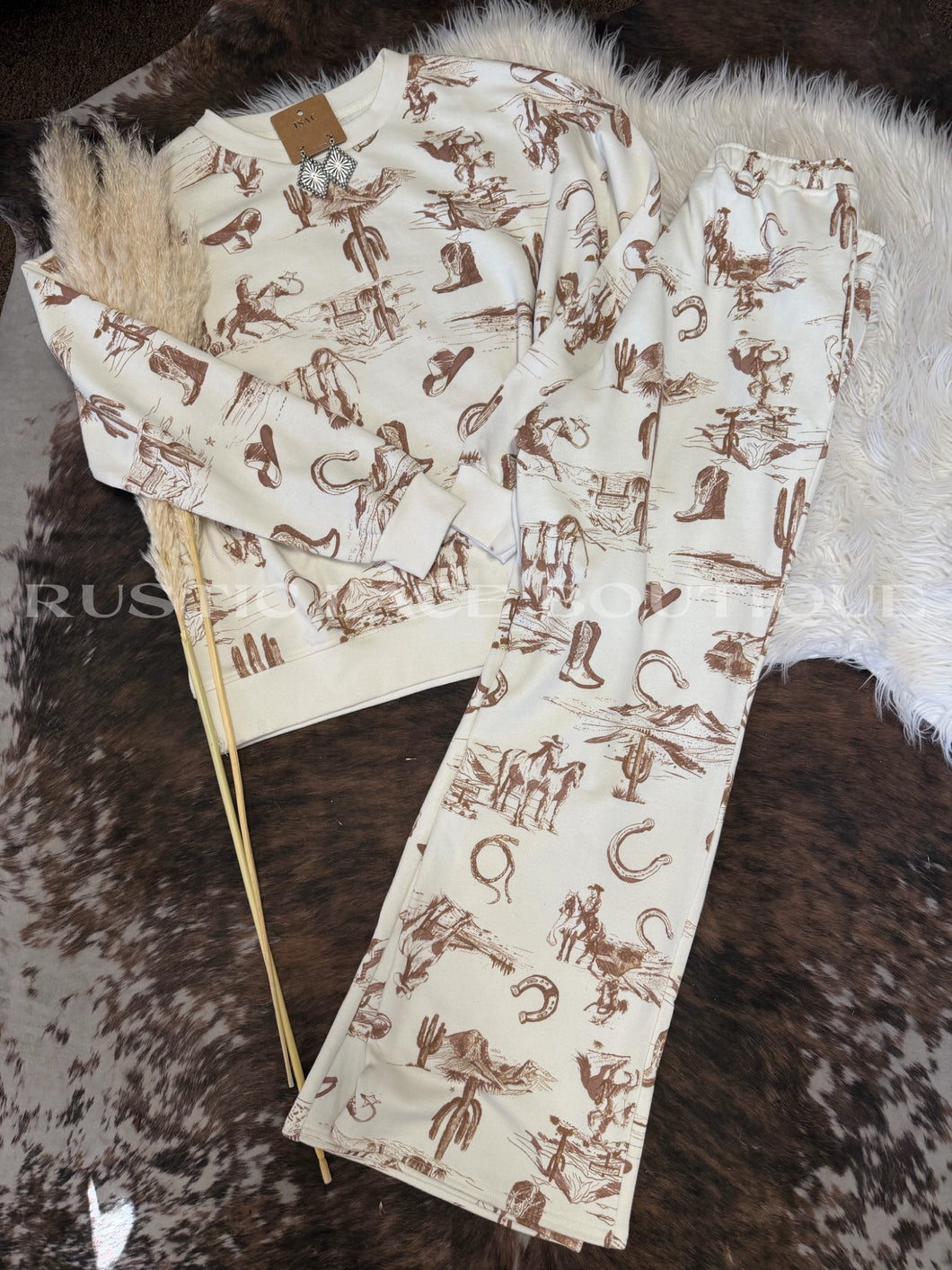Shelley Western Cream Pullover OR Bottoms