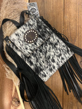 Load image into Gallery viewer, Keep It Gypsy Black &amp; White Crossbody W/Fringe