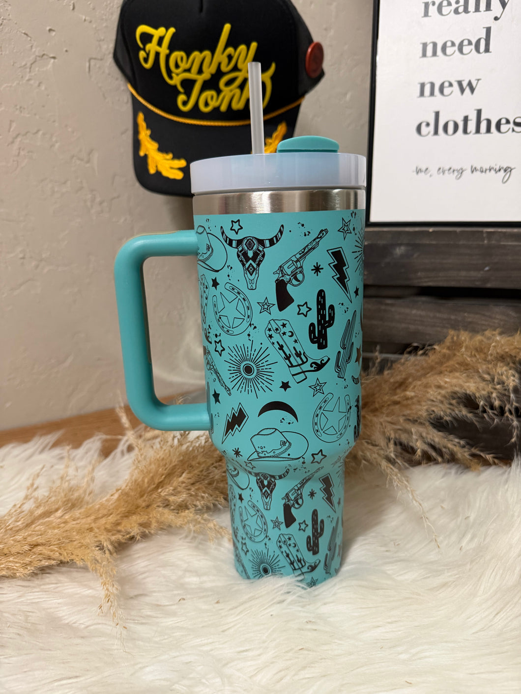Western Tumbler - 40oz - Western Turquoise
