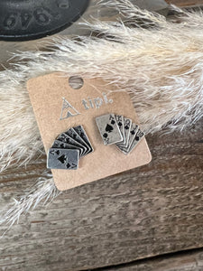Royal Flush Post Earrings - Black