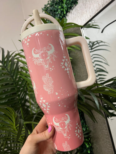 WESTERN PINK TUMBLER - 40OZ