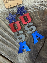 Load image into Gallery viewer, Patriotic USA Earrings