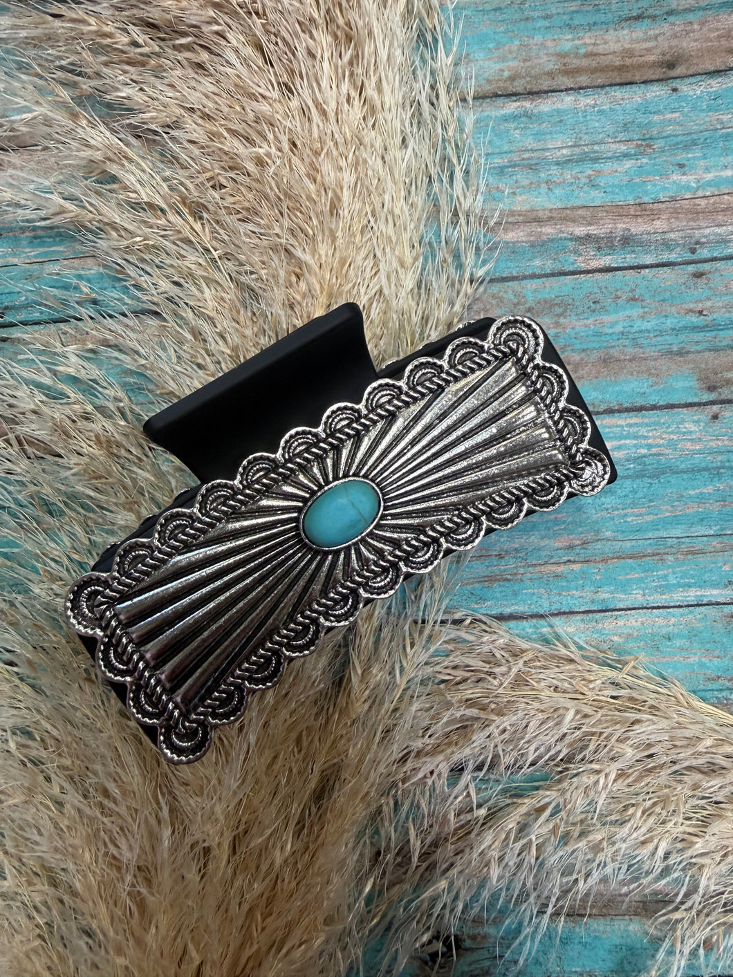 Western Hair Clip - Scalloped Turquoise Stone – Rustic Lace CA display picture 3