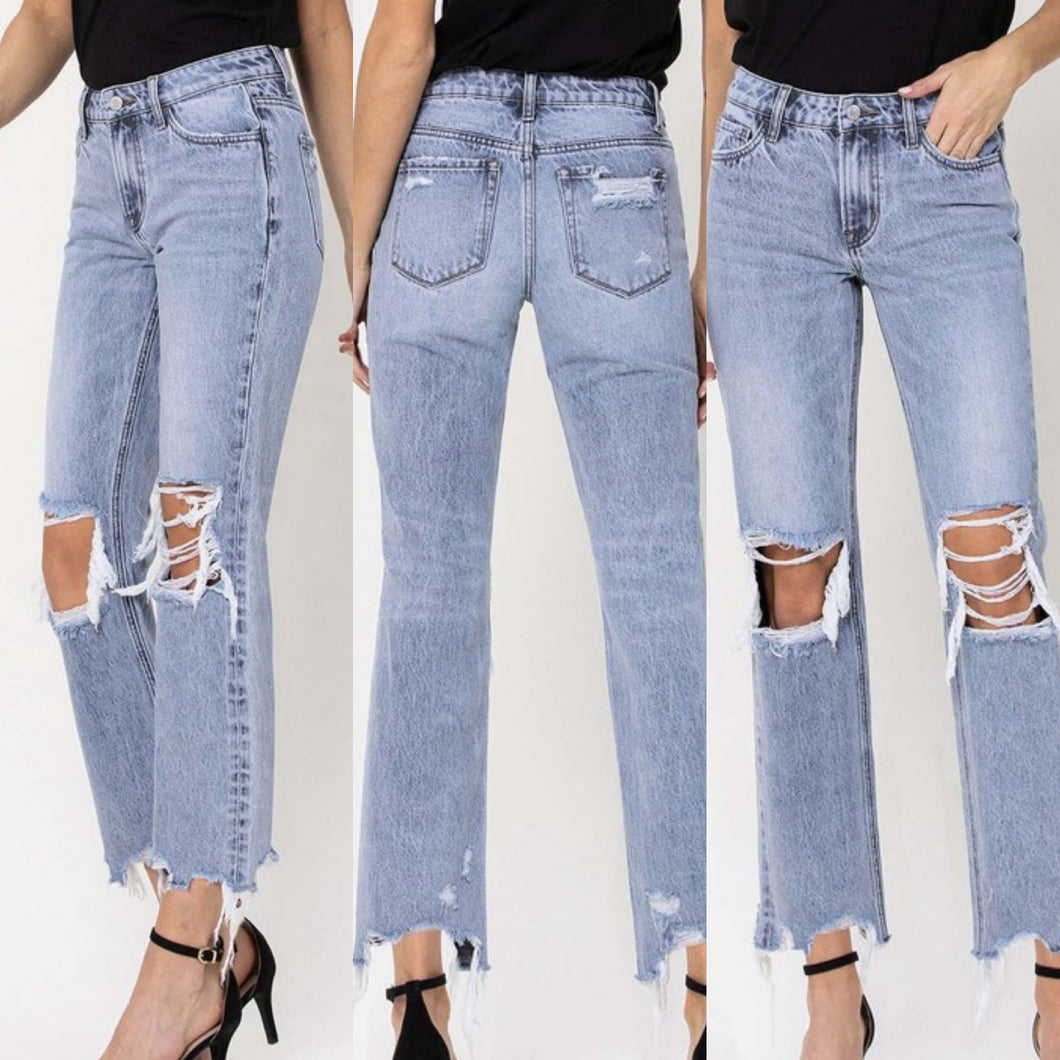 Jenna 90’s Straight Distressed Crop Jeans