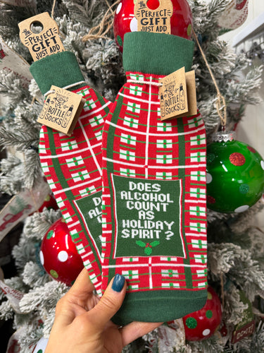 HOLIDAY SPIRIT WINE BOTTLE SOCK