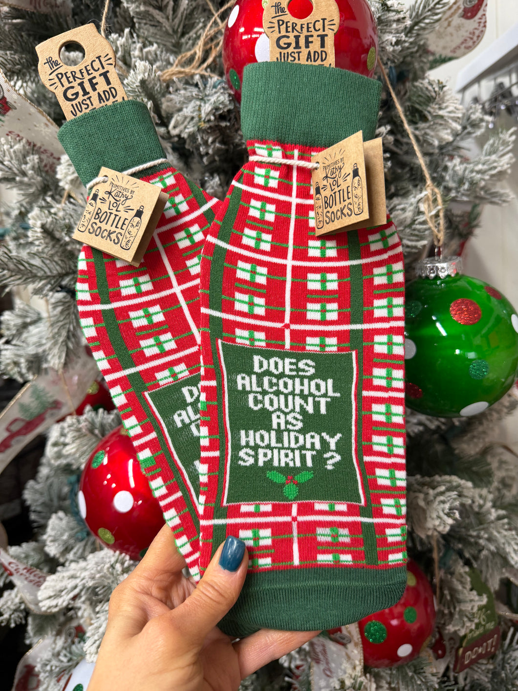 HOLIDAY SPIRIT WINE BOTTLE SOCK