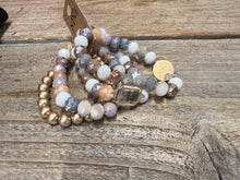 Load image into Gallery viewer, 4 Piece Beaded Stretch Bracelet - Taupe/Gray Mix