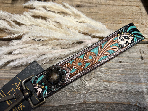 American Darling Tooled Leather Wristlet/Key Strap
