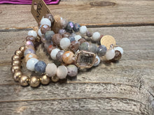 Load image into Gallery viewer, 4 Piece Beaded Stretch Bracelet - Taupe/Gray Mix