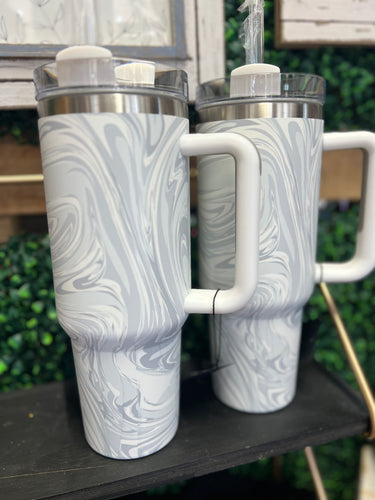 Blue Gray Marbled 40oz Tumbler