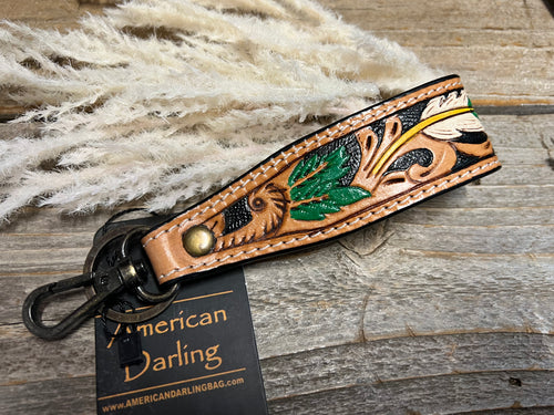 American Darling Tooled Leather Wristlet/Key Strap