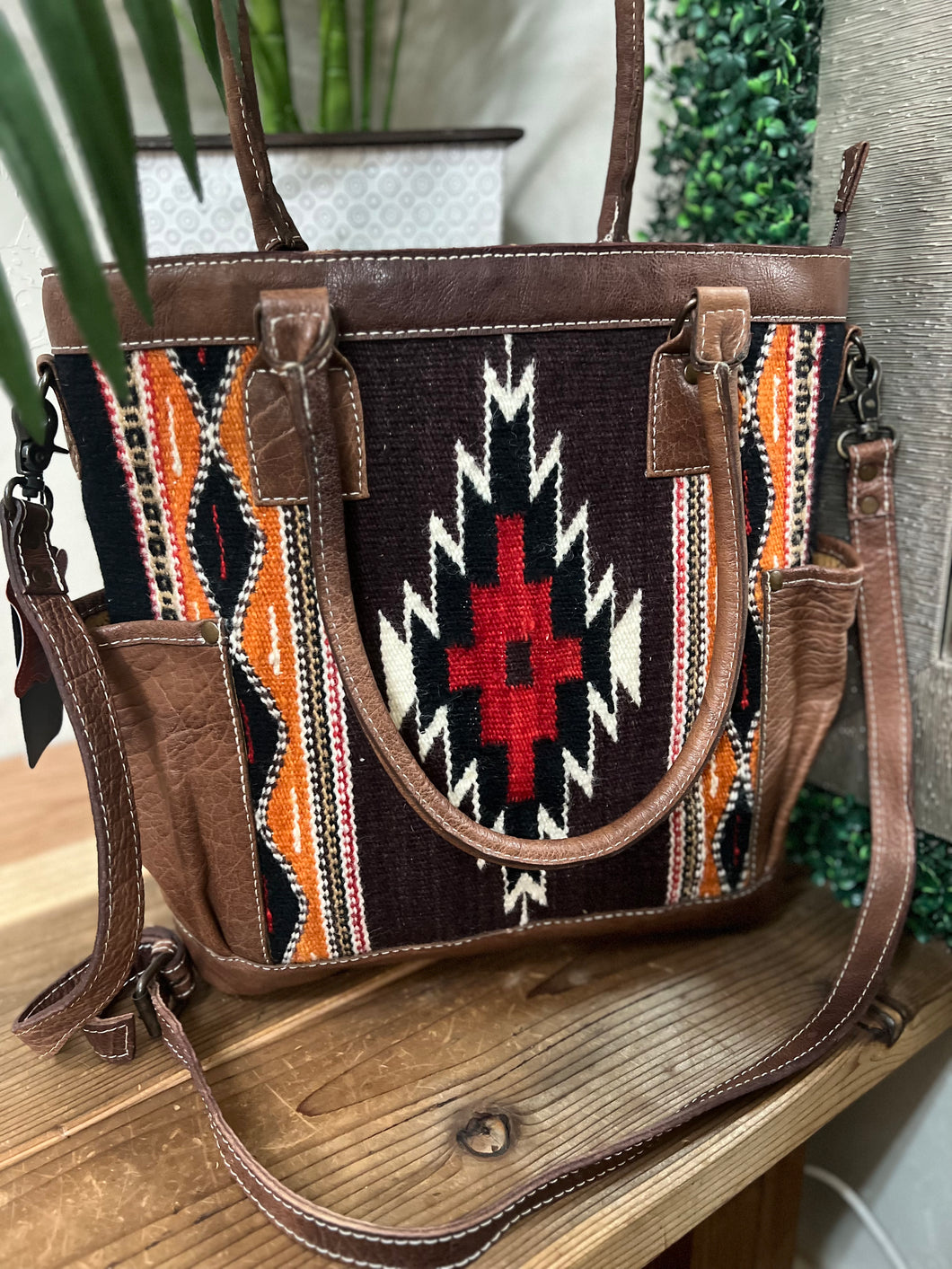 American Darling Black/Brown Western Bag W/Crossbody Strap