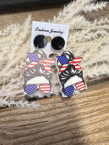 American Woman Patriotic Earrings