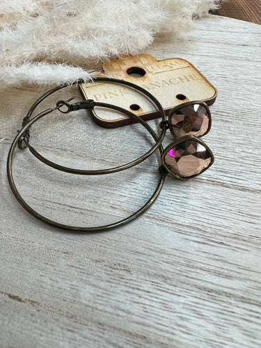 Pink Panache Hoops - Bronze Gems