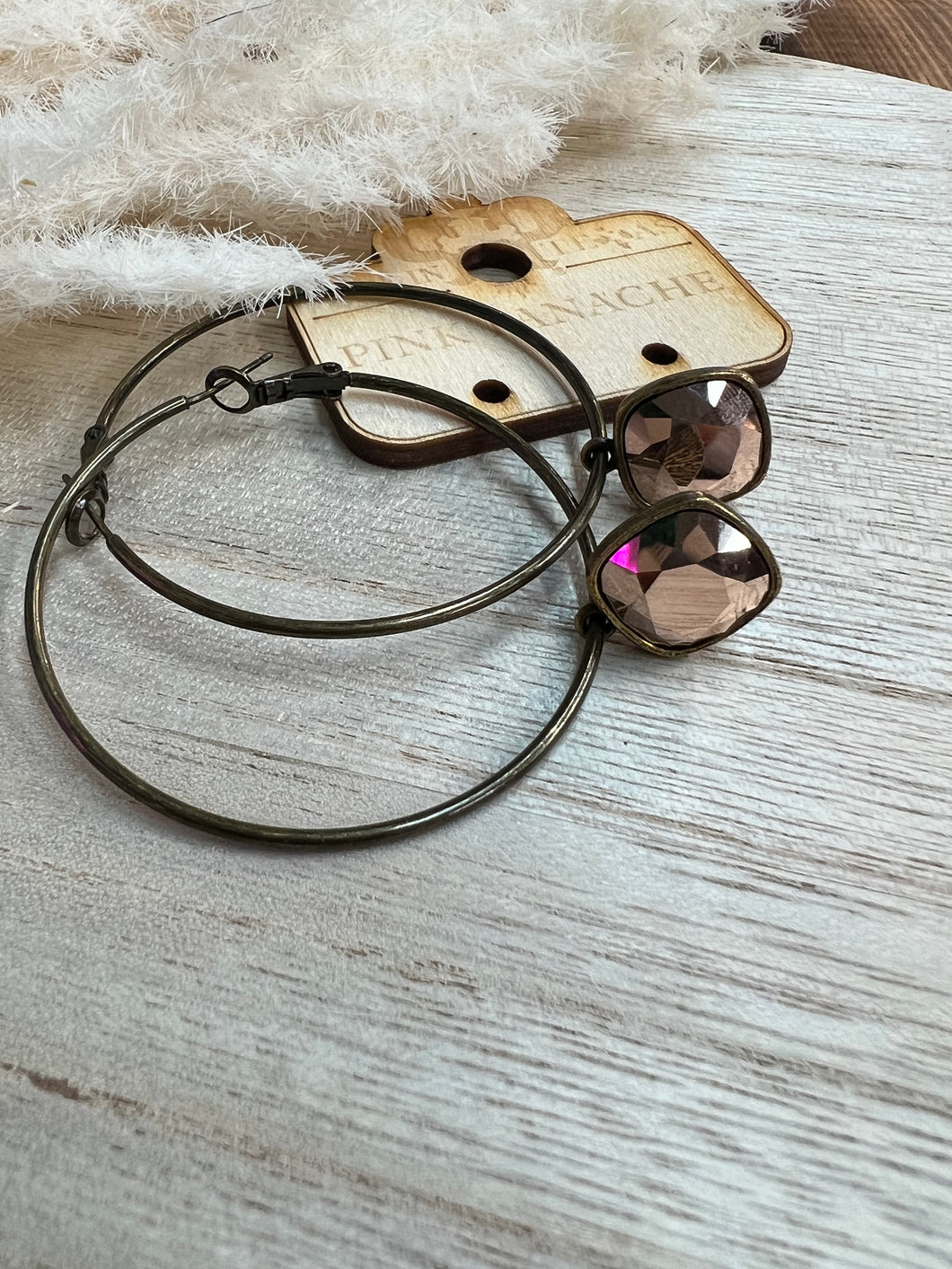 Pink Panache Hoops - Bronze Gems