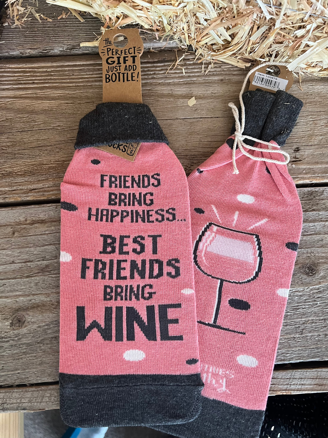 Best Friends Bring Wine Bottle Sock