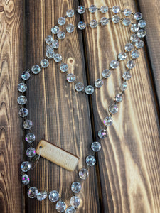 Clear AB Flat Beaded Pink Panache Necklace
