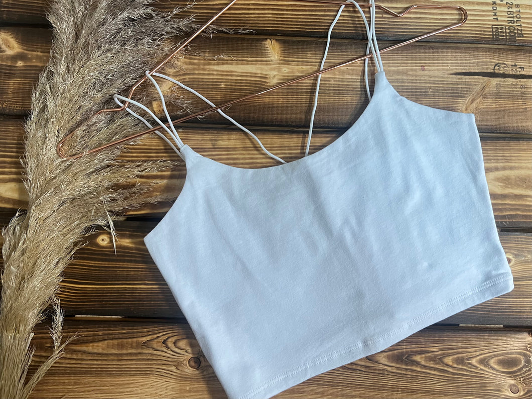 Double Strap Layering Cropped Cami - White