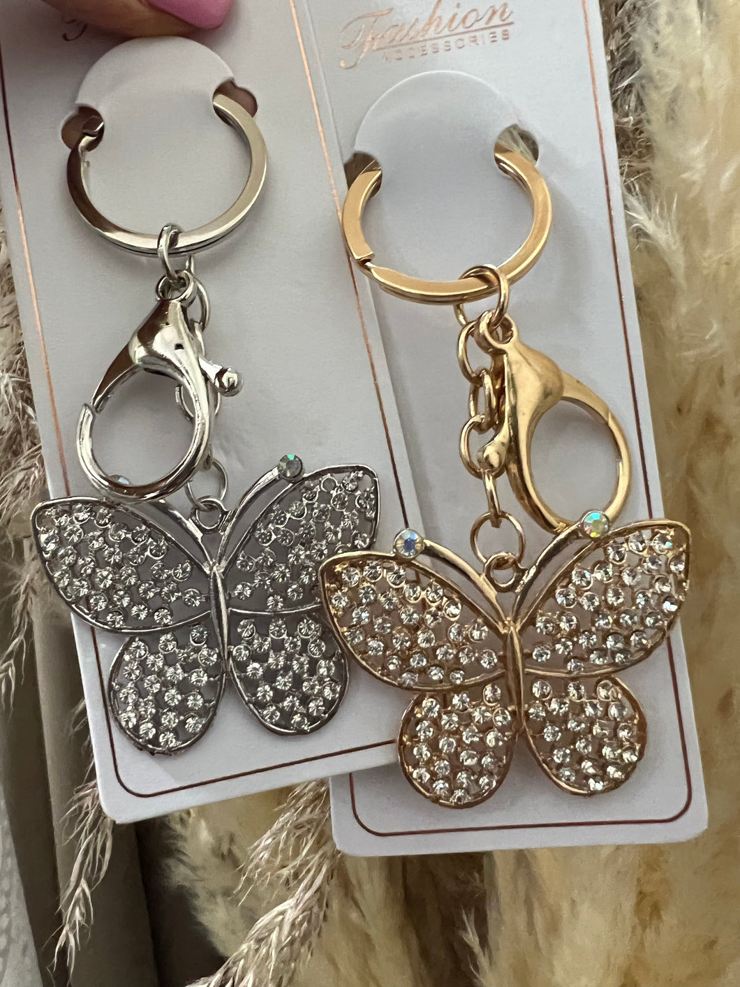 Rhinestone Butterfly Keychains