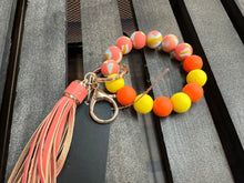 Load image into Gallery viewer, Silicone Beaded Keyring Bangle With Tassel - 7 Color Options