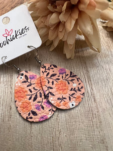 Peach Floral 1.5” Dangle Earrings