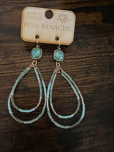 Pink Panache bronze & Silky Sage Double Tear Drop Earrings