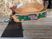 Load image into Gallery viewer, American Darling Tooled Guitar Strap - (Purple Floral)