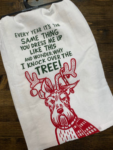 Every Year I Knock Over the Tree Holiday Tea Towel