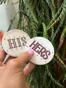 His OR Hers Car Coasters